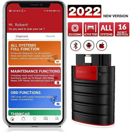 THINKDIAG OBD2 Skanner Koffert Auto Diagnostisk Kjøretøy OBDII Skanningsverktøy, Bilkode Leser Utstyrt med 15 Tilbakestillingsfunksjoner for 