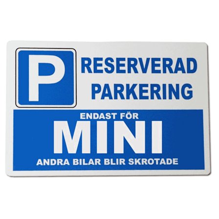 Metall plåtskylt med ' Mini ' design - 30x20 cm skylt