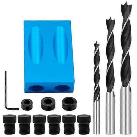 7 stk. Trebearbeidingsverktøy Lommehullsjiggsett 15 Graders Vinkel Drill Guide Sett Skråhull Lokalisator Bor DIY Snekkerverktøy[HK]