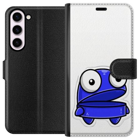 Kompatibel Tegnebogsetui til Samsung Samsung Galaxy S23+ Blå tegneseriefigur med åbent udtryk og store øjne i sjov illustration