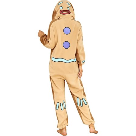 Unisex Julenisse Pepperkake Onesie Kostymer Endelt Pyjamas Soveklær for Voksne