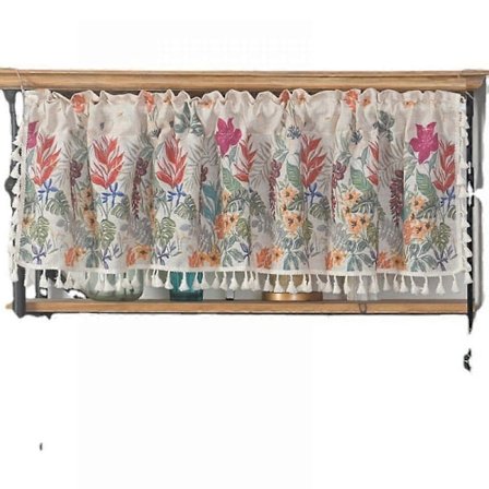 Blomst Vintage Kafégardin Kjøkkengardiner Stanglomme 1 Panel Kappa for Stue Soverom Baderom (60x150cm, Plante)