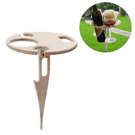 Trævinbord til stranden, vinbord til stranden, bærbart udendørs vinbord med foldbart, mini foldbart bord, gaveidé til vin, bærbar vi...
