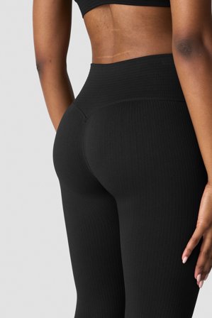 ICANIWILL - Ribbed Define Seamless V-shape Tights Black - Træningstights - Damer - Træningstøj fra ICIW