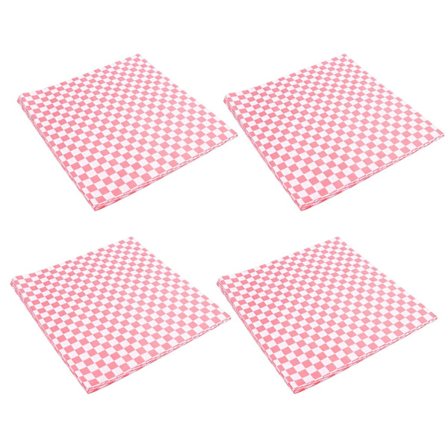 400 Stykker Ternet Kurvforing Madpapir, Fedtafvisende, Sandwich Burgerpapir, Rød