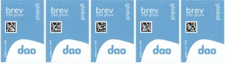 DAO brevmærker 250 gram - Udland - Stribe med 5 brevmærker