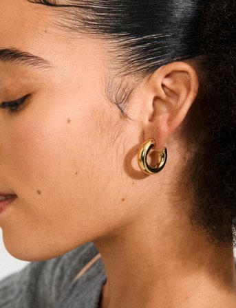 Pilgrim Phase Large Hoops Gold-Plated - Gold - ONE SIZE