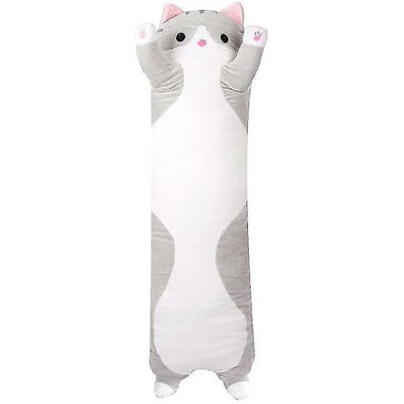 Katte Plyslegetøj Lang Bomuld Sød Kattedukke Plyslegetøj Blød Bomuldsfyldt Sovestøtte Gave Til Børn grå