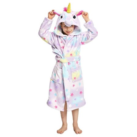 Reedca Jenter Enhjørning Morgenkåpe Myk Badekåpe med Hette Nattøy Hjemmeklær Gaver til Jenter Småbarn Barn