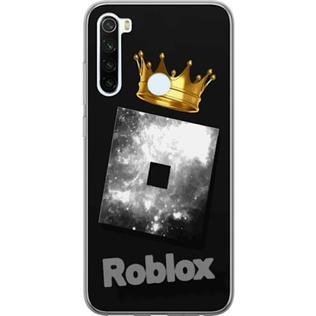 Kompatibelt Mobildeksel til Xiaomi Xiaomi Redmi Note 8 Minimalistisk svart og sølvfarget Roblox-symbol med gylden krone og luksuriøs gamer-estetikk