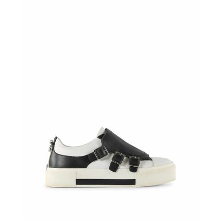 Alexander McQueen Pre-owned, Leather Sneakers With Black Buckle Flap Wit, Dames, Maat:38 EU,leer