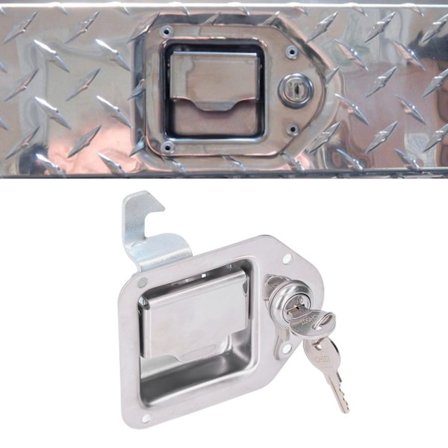 Verktygslådans Handtagslås med 2 Nycklar 304 Rostfritt Stål Silver Paddellås för Lastbil Husvagn Trailer ATV UTV