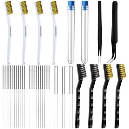 40 stk. 3D-printerdyse-rengøringskit, 28 stk. nåle med kobberbørster og pincet
