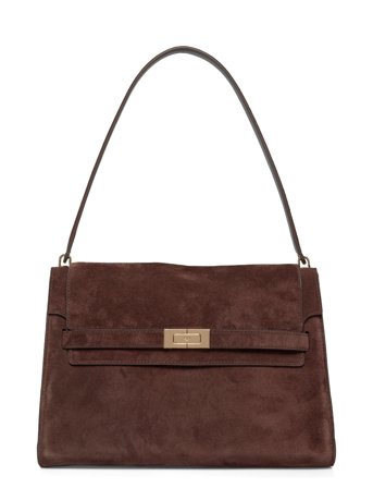 Tory Burch Lee Radziwill Suede Large Shoulder Bag - Brown - ONE SIZE