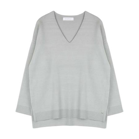 Rino&Pelle, Knitted V-Neck Sweater Lizzi Desert Sage Grijs, Dames, Maat:L,polyester
