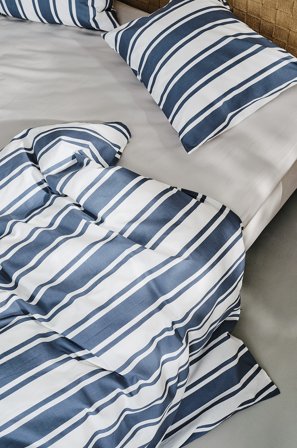 Jotex - Dynetrekksett Enkeltseng Økologisk Blå/hvit - DEBBIE - Kjøp Enkeltseng hos Jotex