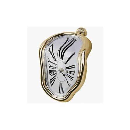 Smeltende ur, se Smeltende ur til hjemmekontor dekorativ hylde, skrivebord, sjovt kreativt gave, guld, 175×115×145MM, 0,2 kg