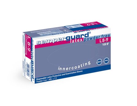 Semperguard Latex PF Engangshandske Latex, pulverfri XL, 90 stk, Tøj