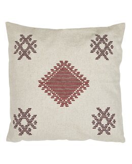 Pudebetræk Ike lærreds med broderi Rød