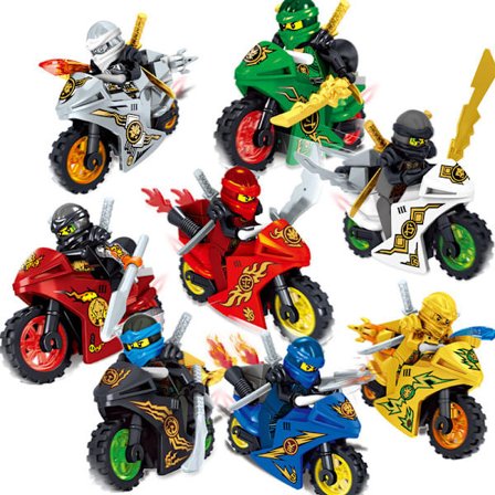 8 st Minifigurer Mini Figurer ninjago Motorcykel Set Byggklossar Ninja