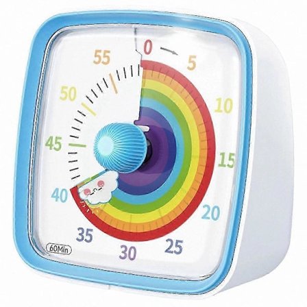 60 Minute Visual Timer with Night Light, Pomodoro Countdown Timer, Rainbow Pattern for Kids