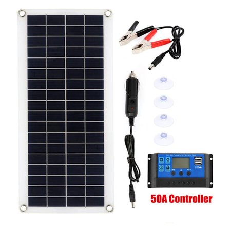 100W 2 USB solcellepanel kit med 50A regulator solbatterilader til bil yacht ure båd 12V-18V