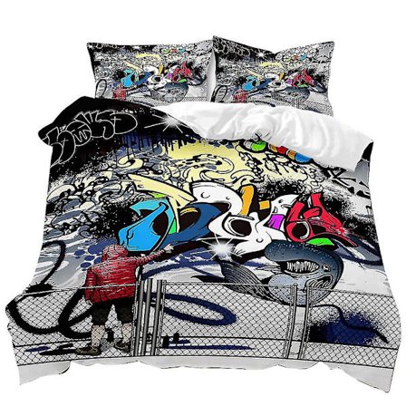 Hip Hop -sarjan peittopussilakanasetti, kodintekstiili, kolmiosainen setti Q
