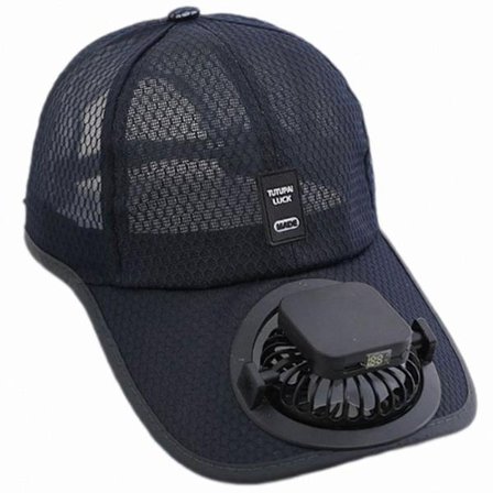 Solcelledrevet kasket med ventilator, UPF 50+ beskyttelse og USB-opladning til mænd og kvinder