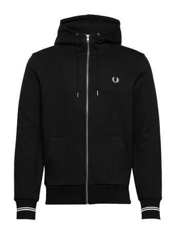 Hooded Zip Sweatshirt Hettegenser Genser Svart Fred Perry*Betinget Tilbud