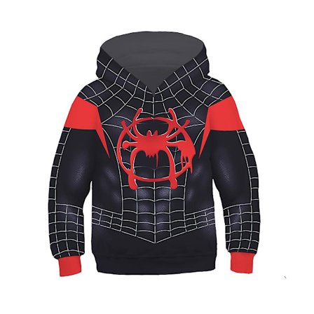 Spider-Man: Into The Spider-verse Hoodies Gwen Venom Spiderman Sweatshirt Cosplay Børn Drenge Piger Hættetrøje Trøje Toppe - en Lille Sort Edderkop