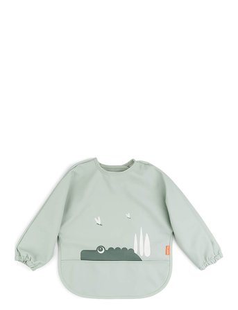 Done by Deer Sleeved Pocket Bib Croco Green - Green - ONE SIZE