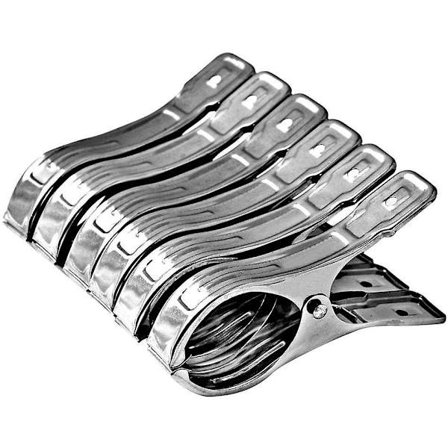 6 stora klädnypor i rostfritt stål, halkfria och hållbara