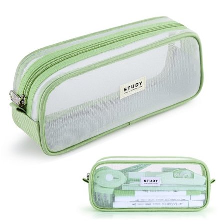 Etui til teenagere, piger, penalhuse, grøn, stort skoleetui, farvet penalhus, gennemsigtigt, gennemsigtige penalhuse skoleartikler