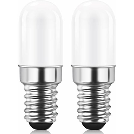 E14 LED-lampa för kylskåp, 1,5W motsvarande 15W, varmvit 3000K, lampa för kylskåp, saltlampa, symaskin, ej dimbar, 2-pack