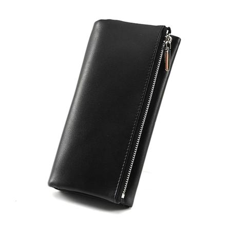 Dam plånbok lång mode dragkedja multifunktionell stor kapacitet pengar klämma kort Black