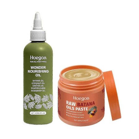 Rå Batanaolja för hårväxtset - Kallpressad skalpmask och Wonder Growth Oil Serum, tjockt och starkt naturligt hår för män och kvinnor 2025 Ny