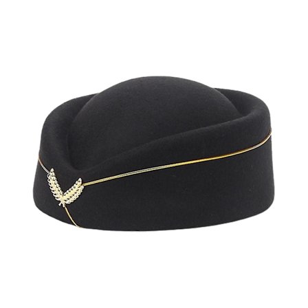 Elegant Stewardesse Uld Beret Hat med Broderi Badge til Kvinder (FMY)