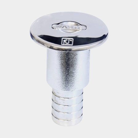 Waste deck filler, ISO 8099-1, straight, chromed brass & cap in chromed brass, for Ø38 mm hose