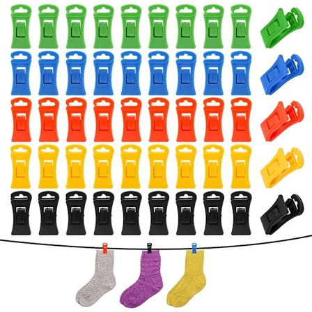 Socktorkare - 50 st - Sockklämmor - Klädnypor - Färgglada sockklämmor - Plast sockklämmor - Anti