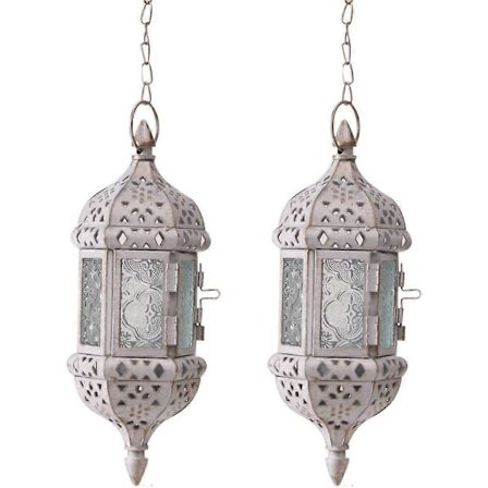 2025 Ny 2-pakning Hengende Lyslykt Retro Marokkansk Lysestake Hul Metall Glass Lysestake