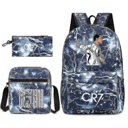 Jalkapallotähti C Ronaldo CR7 -painatus, kolmiosainen reppu opiskelijoille raiden iii backpack