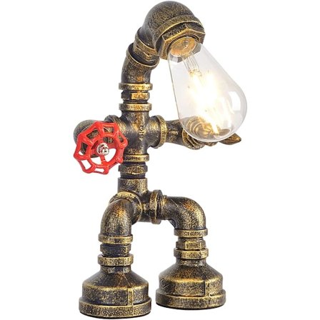 Vattenrör bordslampa robotmodell - Retro industriell steampunk rustik bordslampa - Vintage lantlig