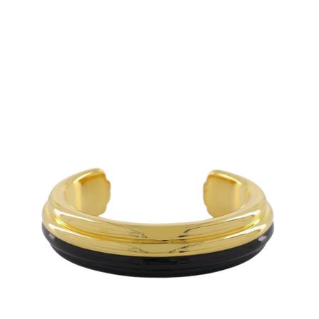 Aurélie Bidermann, Layla Gordon Cuff in Black Resin/Gold Zwart, Dames, Maat:ONE Size