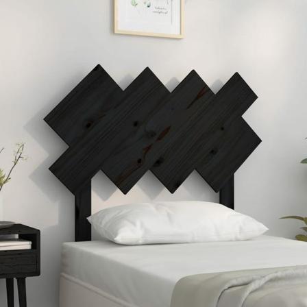 Vidaxl Sänggavel Svart 92x3x81 Cm Massiv Furu Svart