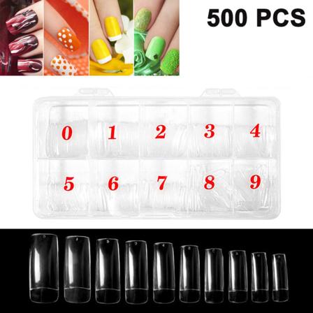 500 st transparenta nagelbitar konstgjorda nagelspetsar 10