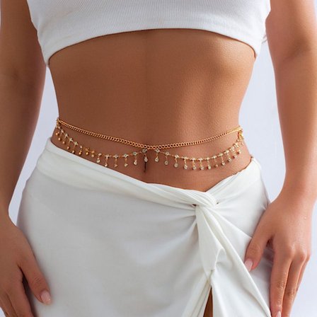 Rhinestone taljekæde Crystal Belly Body Chain RHINESTONE