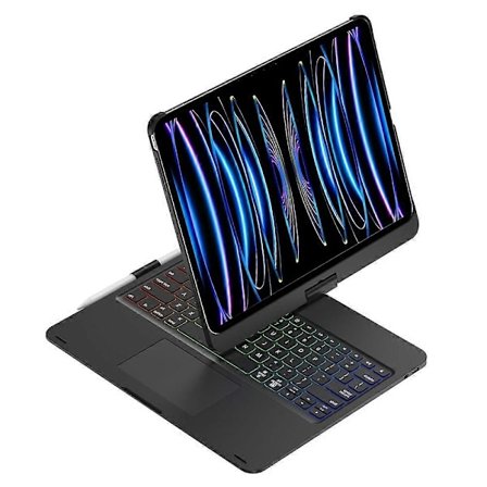 Kompatibel med iPad Pro 13 (2024) Trackpad Bakgrundsbelyst Tangentbord med Tablet Fodral-Perfet