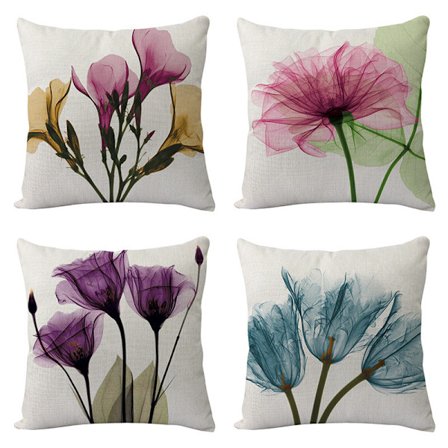 Kuddfodral 45 x 45 cm, set med 4 bomulls- och linnekuddfodral för utomhus trädgårdssoffa säng soffkuddar