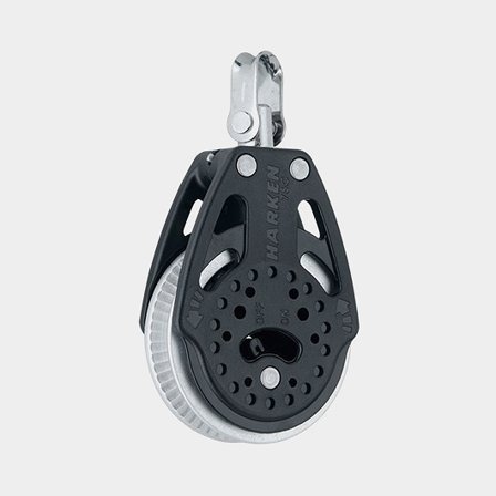 Harken 75mm Ratchet Block - Swivel, 2x Grip, spärrblock för segling i svart komposit och rostfritt stål, Power3