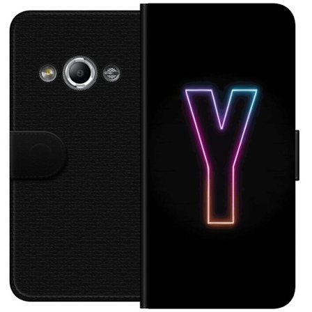 Kompatibelt Lommeboketui til Samsung Galaxy Xcover 3 Minimalistisk neonbokstav Y i fargeskiftende lys mot svart bakgrunn